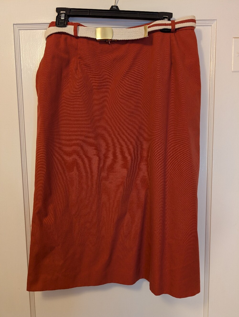Women's Rust Midi Skirt with Belt